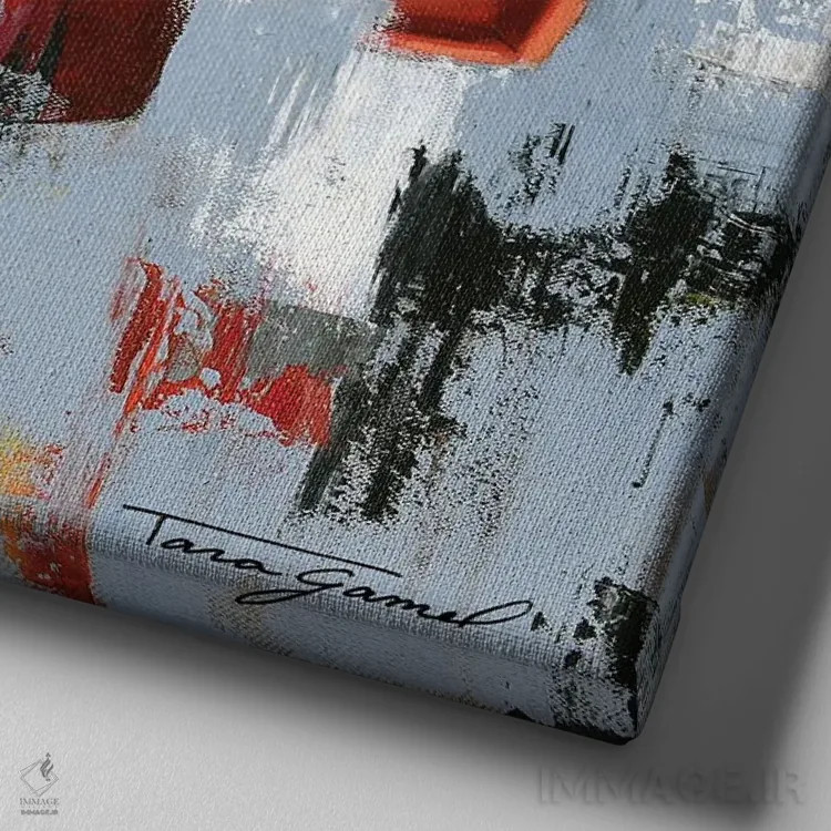 تابلو دیدگاهی متفاوت اثر تارا گامل - نمای نزدیک بافت بوم