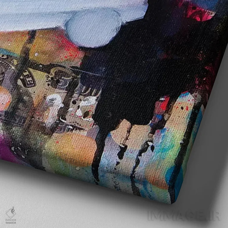 تابلو C'est La Vie (این است زندگی) اثر تارا گامل - نمای نزدیک بافت بوم