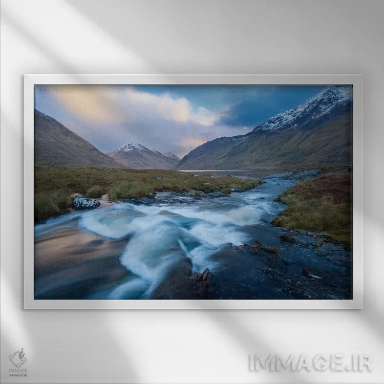 تابلو غروب زمستانی، رودخانه گلنکالن، شهرستان مایو، استان کوناکت، جمهوری ایرلند اثر گارث مککورمک - نمای قابدار سفید
