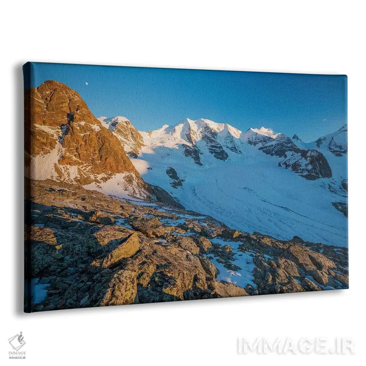 تابلو نور عصرگاهی بر کوههای پیز تروات و پیز پالوی دوم، آلپ برنینر، گراوبوندن، سوئیس اثر گارث مککورمک - نمای پرسپکتیو محصول