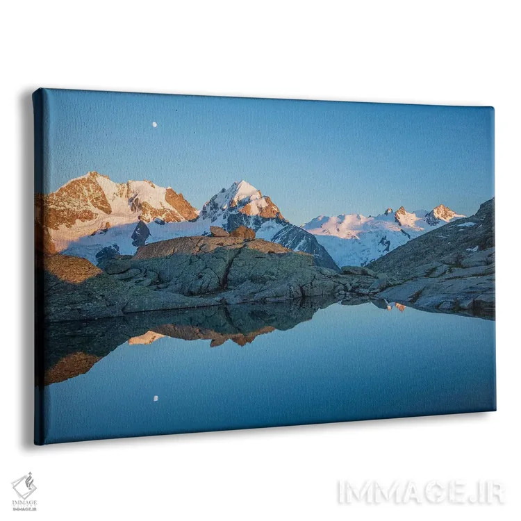 تابلو بازتاب طلوع ماه بر فراز پیز برنینا و پیز روسبگ، فوورکلا سورلِی، آلپ برنینر، گراوبوندن، سوئیس اثر گارث مککورمک - نمای پرسپکتیو محصول