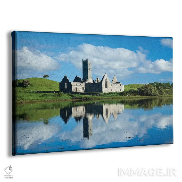 تابلو بازتاب صومعه روسرک در رودخانه موی اول، شهرستان مایو، ایرلند اثر گارث مککورمک - نمای پرسپکتیو محصول