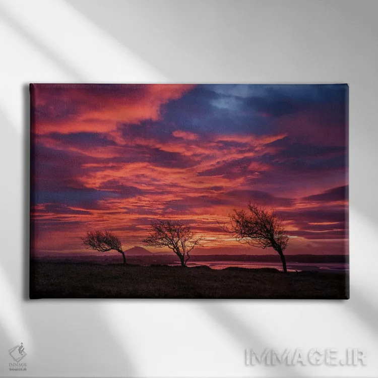 تابلو غروب بر فراز دهانه رود موی اول، شهرستان اسلایگو، ایرلند اثر گارث مککورمک - نمای روبهرو روی دیوار
