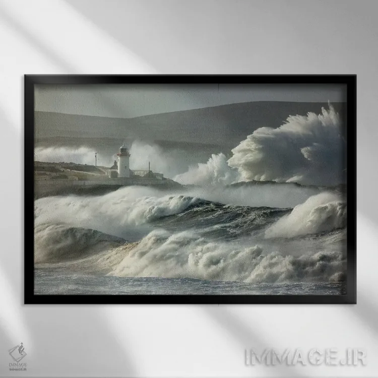 تابلو امواج کوبنده دوم، خلیج برودهاون، شهرستان مایو، استان کوناکت، جمهوری ایرلند اثر گارث مککورمک - نمای قابدار مشکی