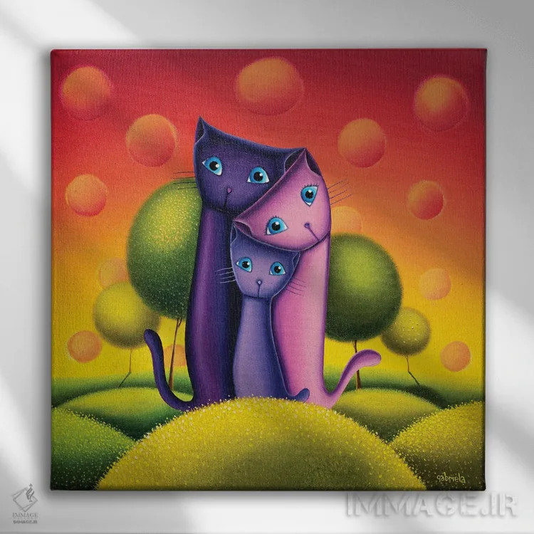 تابلو سه در یک اثر گابریلا الگعفری - نمای روبهرو روی دیوار