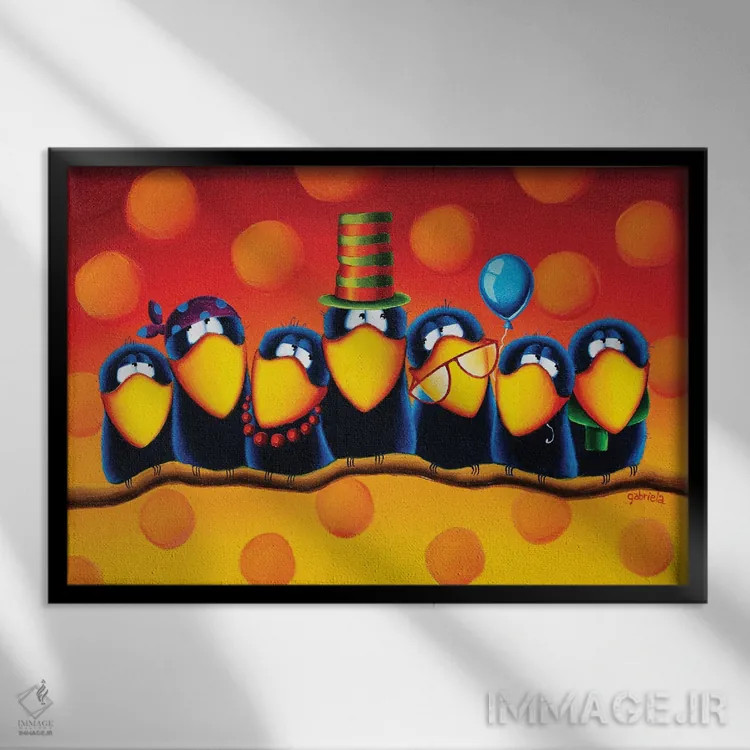 تابلو جلسه خانوادگی اثر گابریلا الگعفری - نمای قابدار مشکی