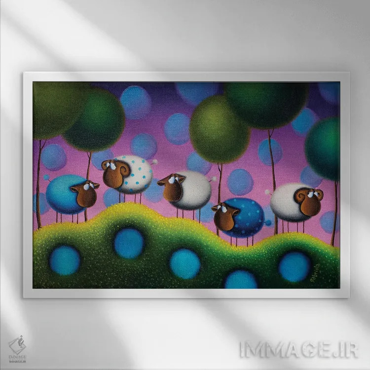 تابلو رؤیاهای شیرین اثر گابریلا الگعفری - نمای قابدار سفید