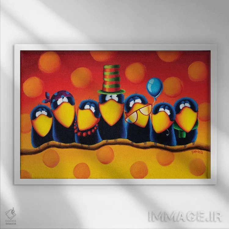 تابلو جلسه خانوادگی اثر گابریلا الگعفری - نمای قابدار سفید