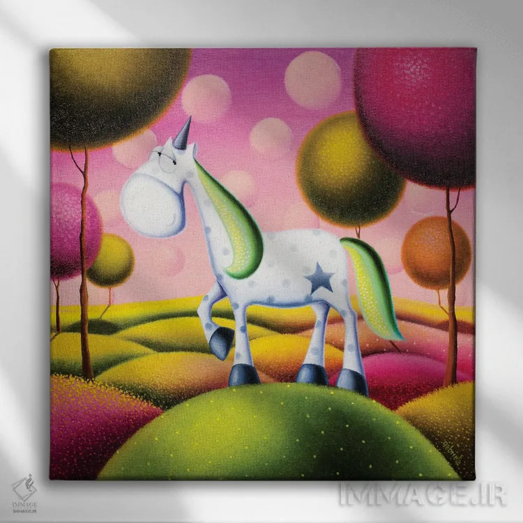 تابلو سرزمین عجایب اثر گابریلا الگعفری - نمای روبهرو روی دیوار