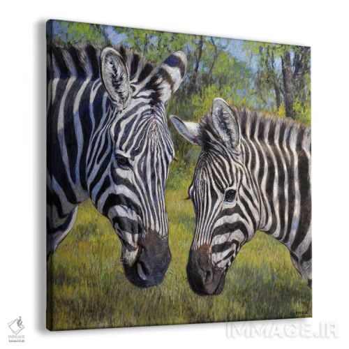 تابلو گورخرها در بوتههای انبوه اثر گابریل هرمیدا - نمای پرسپکتیو محصول