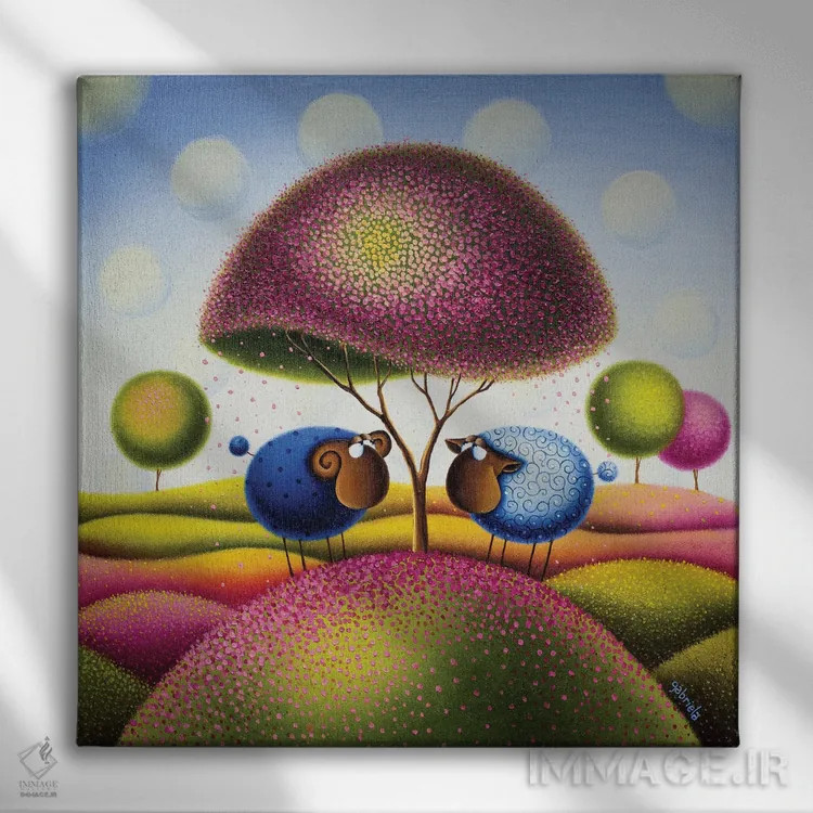 تابلو تو قلبم را شکوفا میکنی اثر گابریلا الگعفری - نمای روبهرو روی دیوار