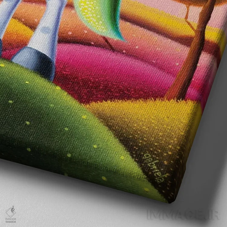 تابلو سرزمین عجایب اثر گابریلا الگعفری - نمای نزدیک بافت بوم