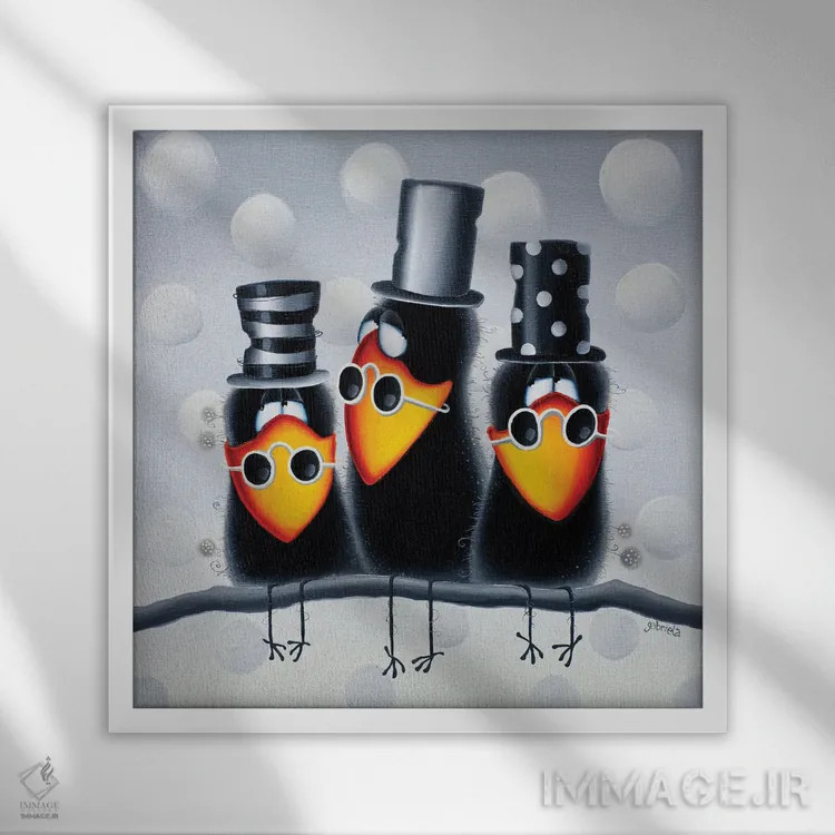 تابلو خانواده اثر گابریلا الگعفری - نمای قابدار سفید