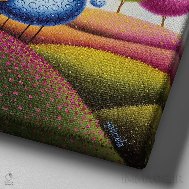 تابلو تو قلبم را شکوفا میکنی اثر گابریلا الگعفری - نمای نزدیک بافت بوم