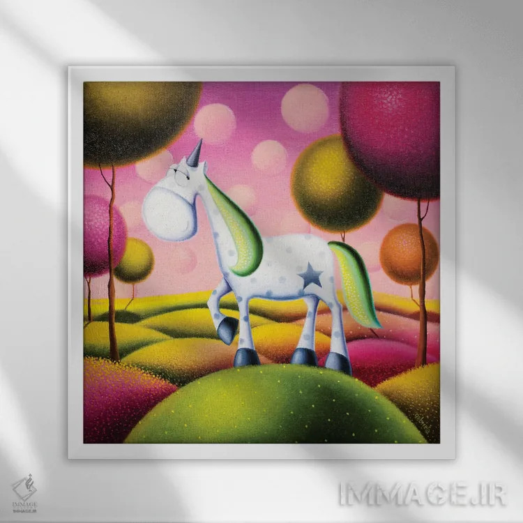 تابلو سرزمین عجایب اثر گابریلا الگعفری - نمای قابدار سفید