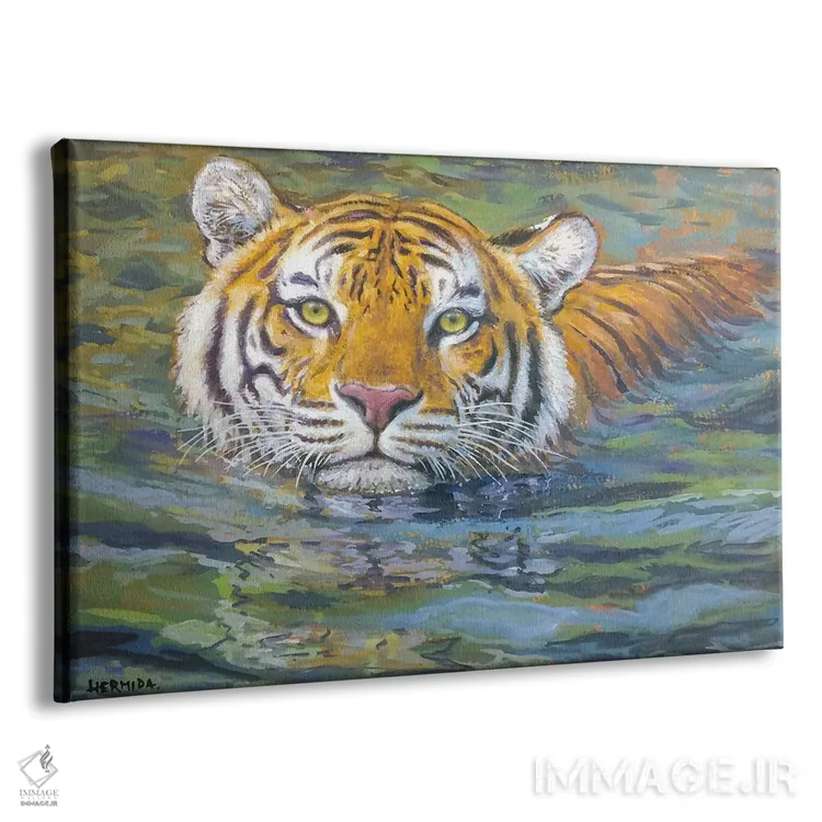 تابلو ببر شناگر اثر گابریل هرمیدا - نمای پرسپکتیو محصول