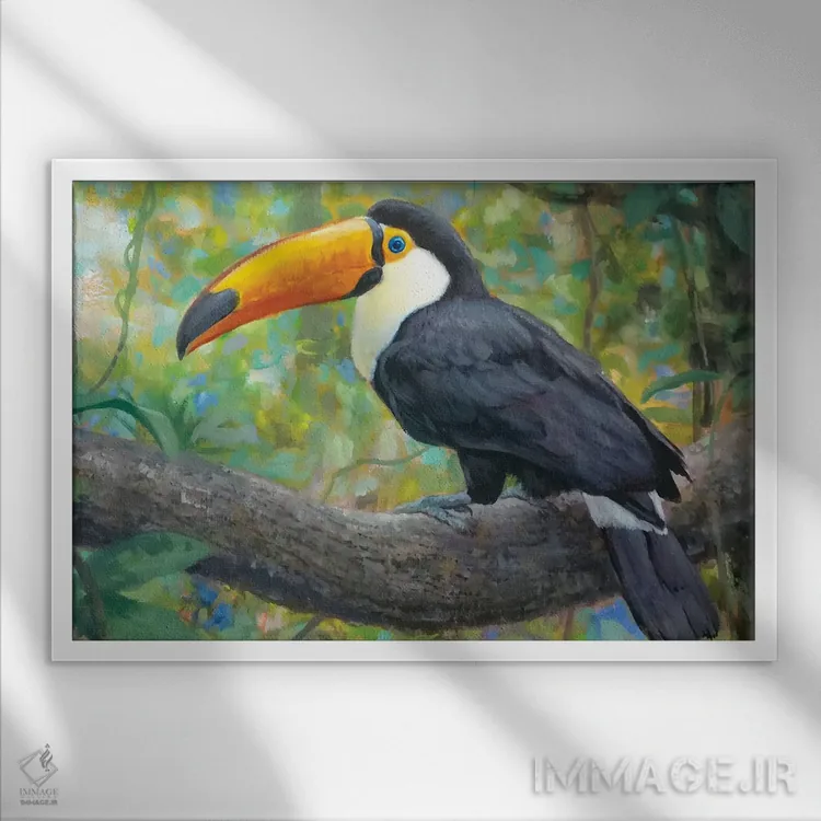 تابلو توقان ۲(پرنده استوایی) اثر گابریل هرمیدا - نمای قابدار سفید