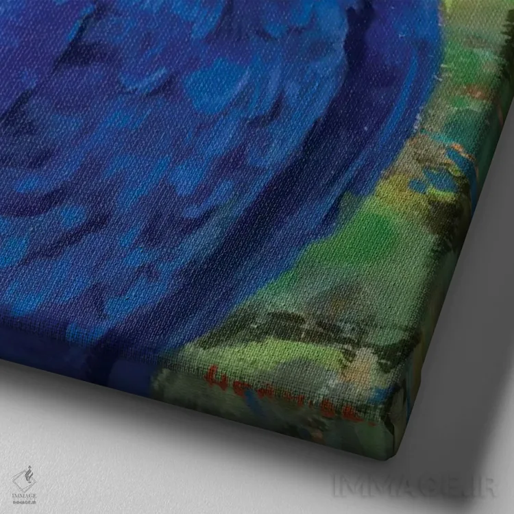 تابلو شادمانی آبی اثر گابریل هرمیدا - نمای نزدیک بافت بوم