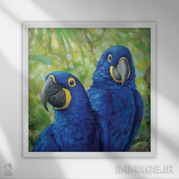 تابلو شادمانی آبی اثر گابریل هرمیدا - نمای قابدار سفید