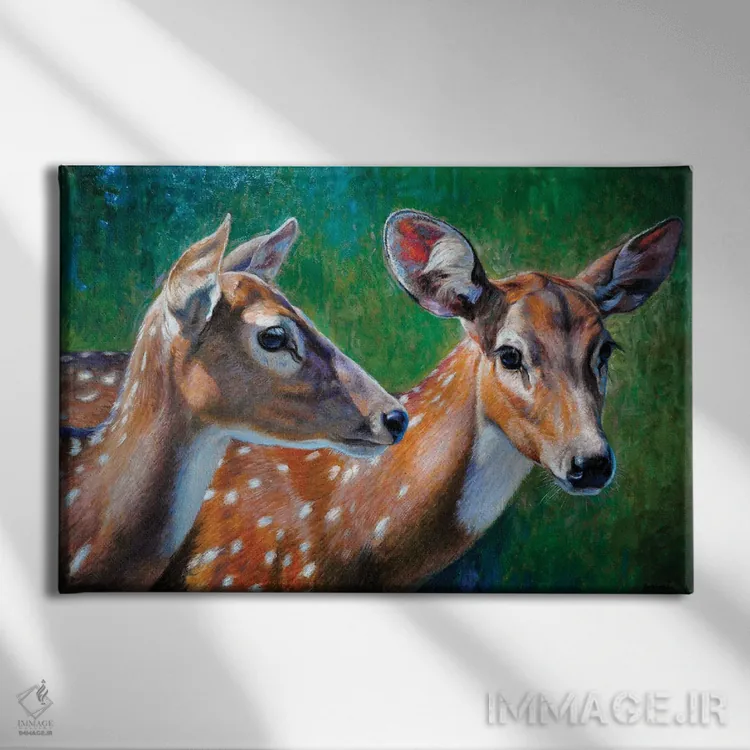 تابلو گوزنهای خالدار اثر گابریل هرمیدا - نمای روبهرو روی دیوار