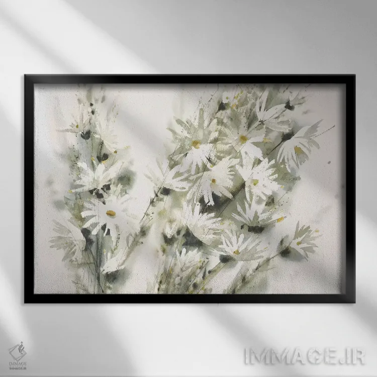 تابلو افشان گل مروارید اثر جورج بیورکلند - نمای قابدار مشکی