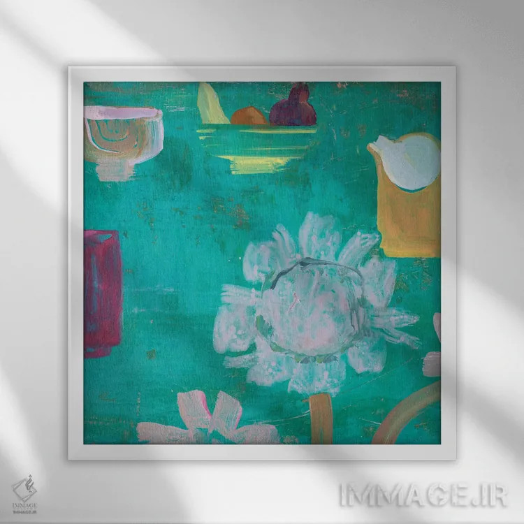 تابلو میز سبز اثر گابریلا باکینگهام - نمای قابدار سفید