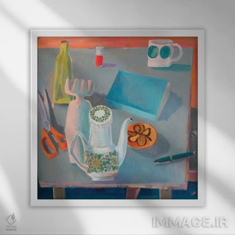 تابلو درخشش زردآلو اثر گابریلا باکینگهام - نمای قابدار سفید