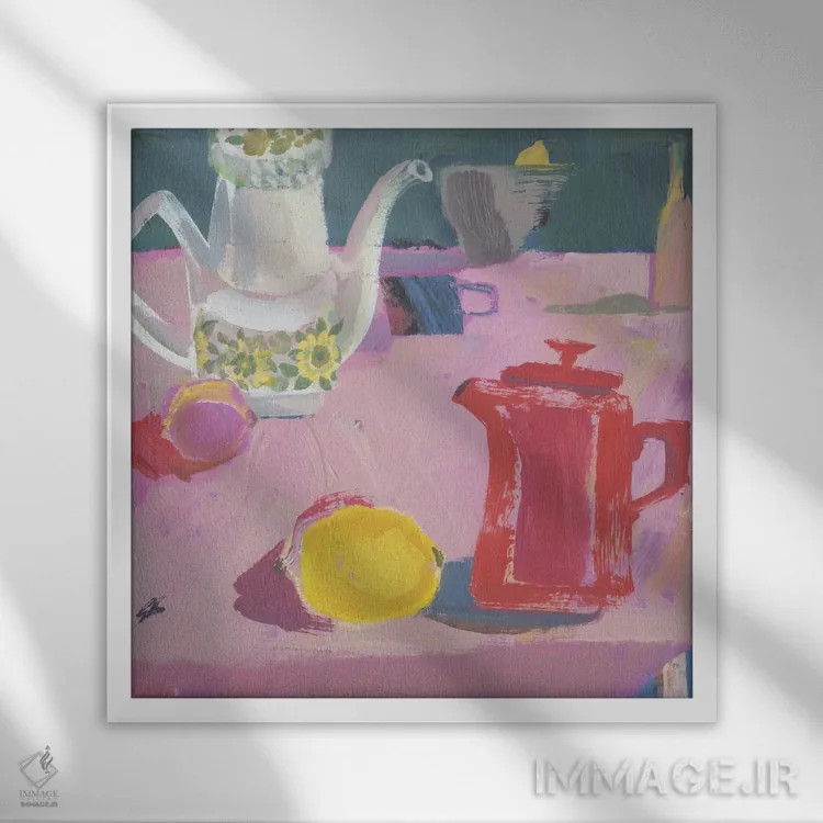 تابلو شگفتی لیمویی اثر گابریلا باکینگهام - نمای قابدار سفید