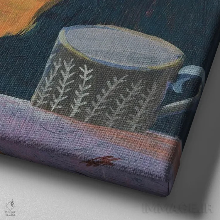 تابلو نگهبان شب اثر گابریلا باکینگهام - نمای نزدیک بافت بوم