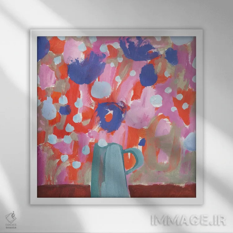 تابلو گلهای آبی کبالت اثر گابریلا باکینگهام - نمای قابدار سفید