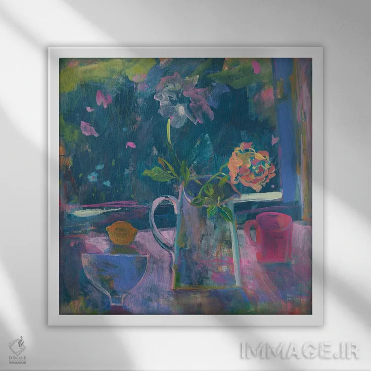 تابلو کاسه آبی اثر گابریلا باکینگهام - نمای قابدار سفید