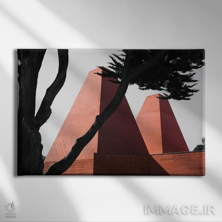 تابلو برج صورتی با درختان اثر گیلیارد برسسان - نمای روبهرو روی دیوار