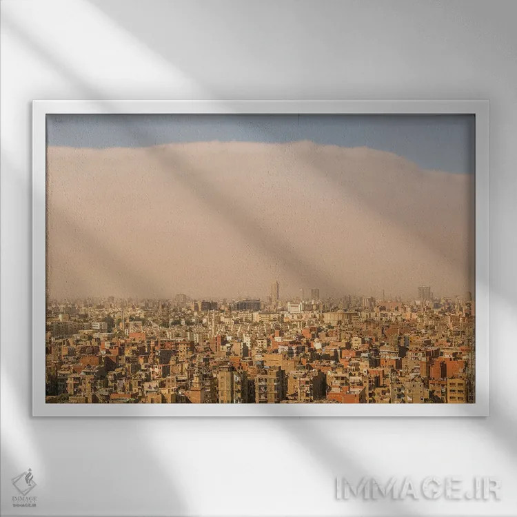 تابلو آسمان قاهره اثر گیلیارد برسسان - نمای قابدار سفید