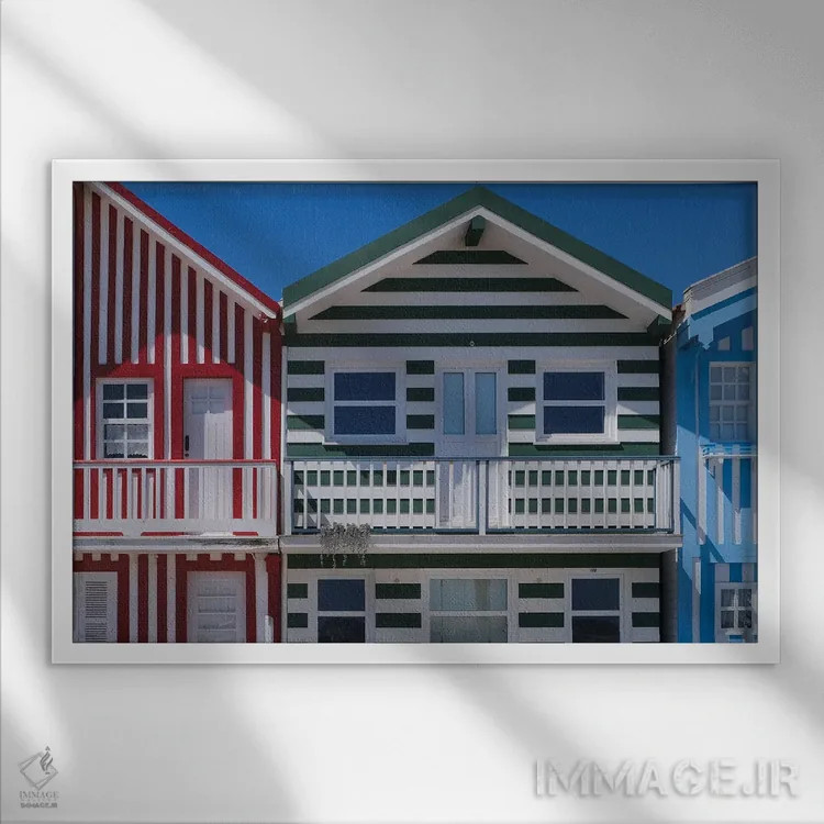 تابلو خانههای آویرو پرتغال اثر گیلیارد برسسان - نمای قابدار سفید