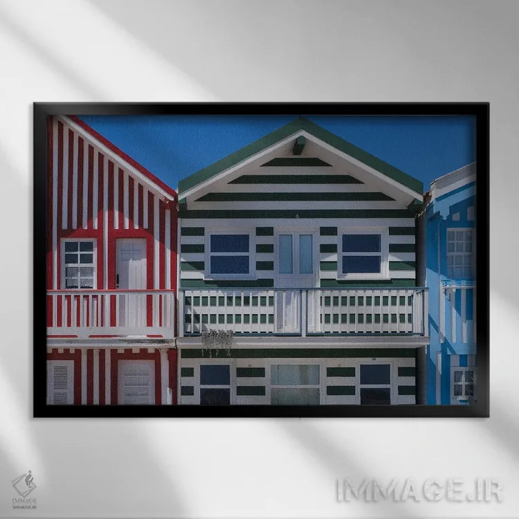 تابلو خانههای آویرو پرتغال اثر گیلیارد برسسان - نمای قابدار مشکی