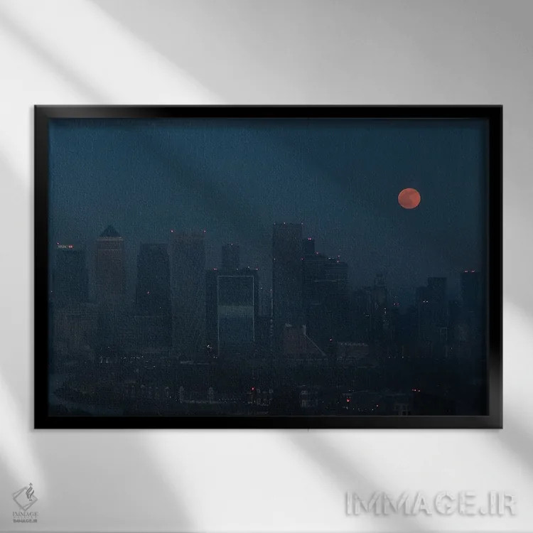 تابلو جزیره سگها با ماه کامل اثر گیلیارد برسسان - نمای قابدار مشکی