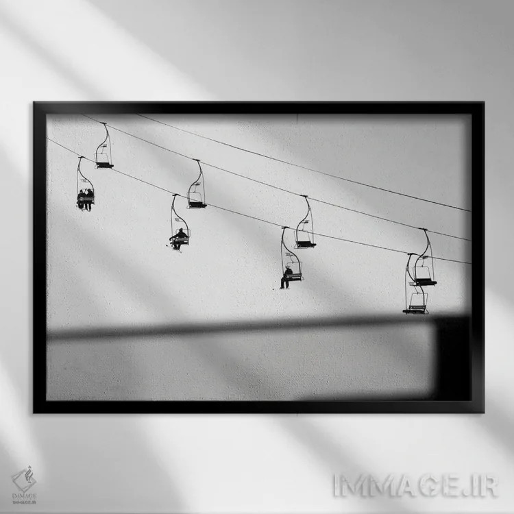 تابلو صحنه اسکی اثر گیلیارد برسسان - نمای قابدار مشکی