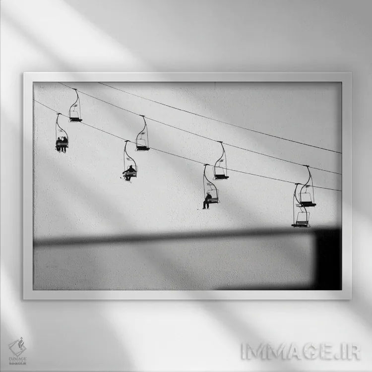 تابلو صحنه اسکی اثر گیلیارد برسسان - نمای قابدار سفید