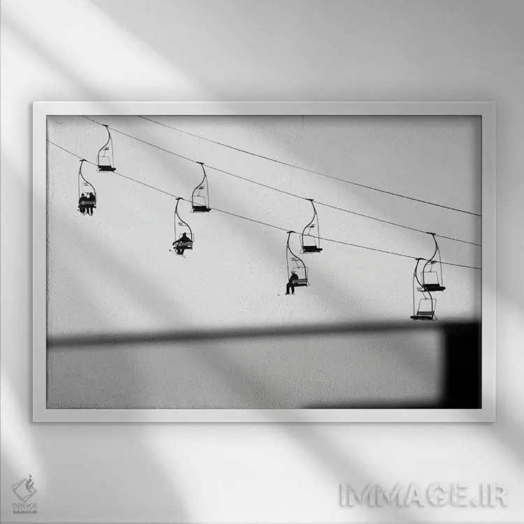 تابلو صحنه اسکی اثر گیلیارد برسسان - نمای قابدار سفید