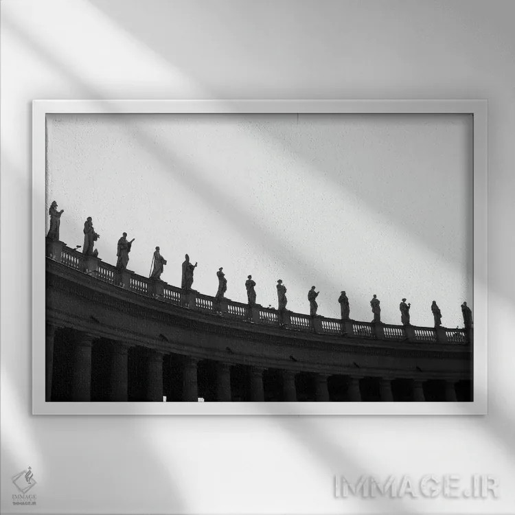 تابلو مجسمههای واتیکان اثر گیلیارد برسسان - نمای قابدار سفید