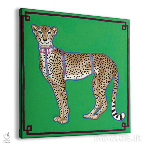 تابلو یوزپلنگ چینی روی سبز اثر گرین ارکید بوتیک (بوتیک هنری) - نمای پرسپکتیو محصول