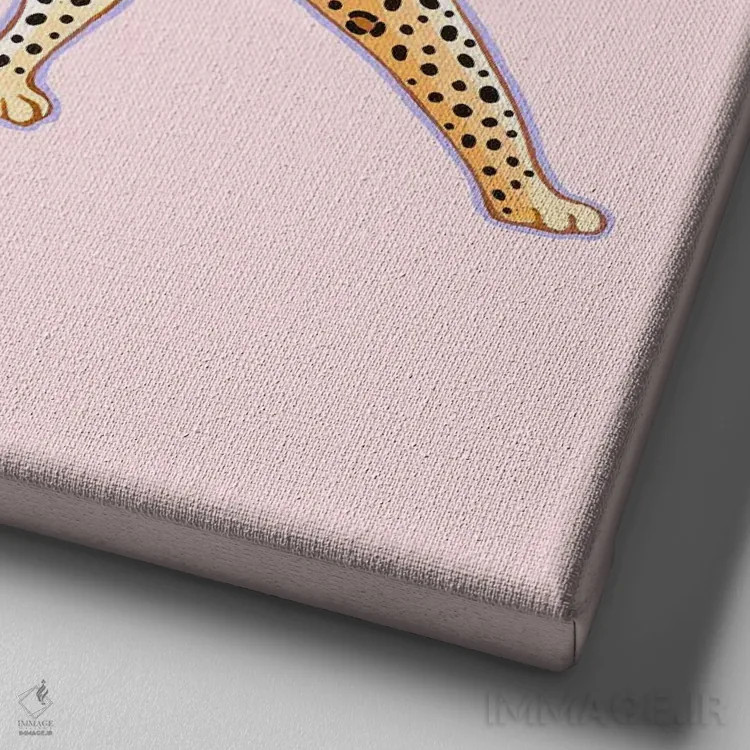 تابلو یوزپلنگ چینی با گل رز اثر گرین ارکید بوتیک (بوتیک هنری) - نمای نزدیک بافت بوم