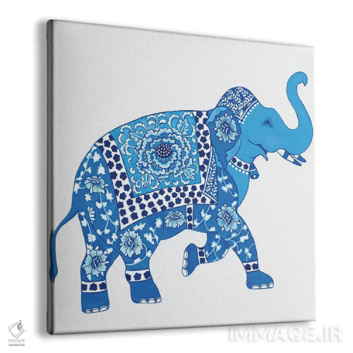 تابلو فیل چینی آبی و سفید ۲ اثر گرین ارکید بوتیک (بوتیک هنری) - نمای پرسپکتیو محصول