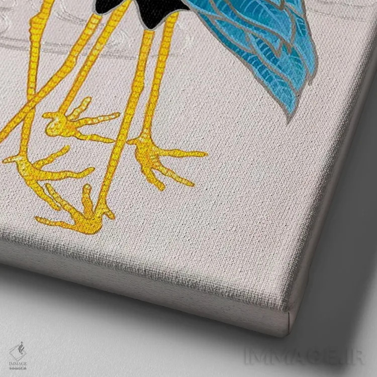 تابلو درناهای ژاپنی آبی و سفید روی ارغوانی ۲ اثر گرین ارکید بوتیک (بوتیک هنری) - نمای نزدیک بافت بوم