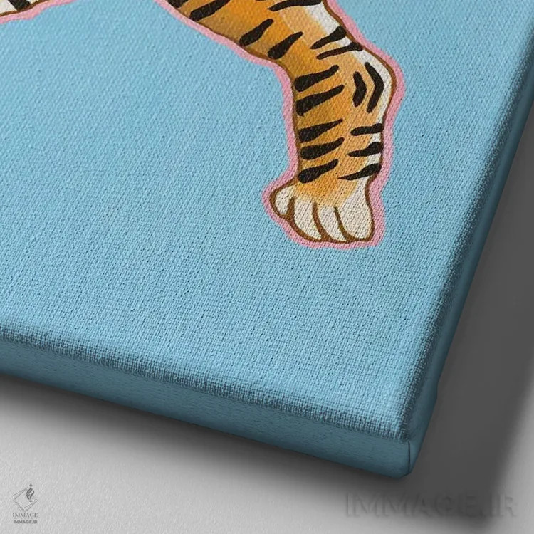 تابلو ببر باستانی چینی ۱ اثر گرین ارکید بوتیک (بوتیک هنری) - نمای نزدیک بافت بوم