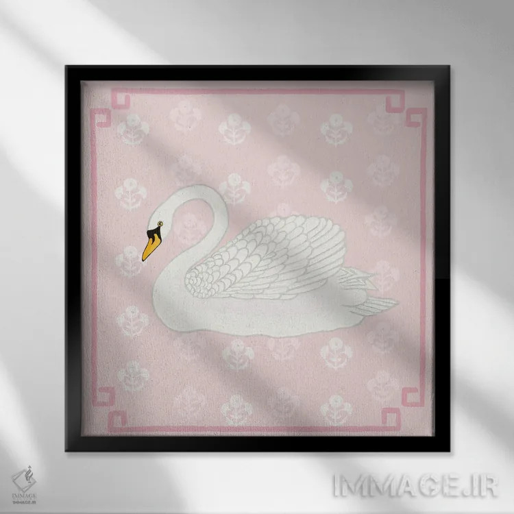 تابلو قوی چینی با گلهای مغولی(هندی) اثر گرین ارکید بوتیک (بوتیک هنری) - نمای قابدار مشکی