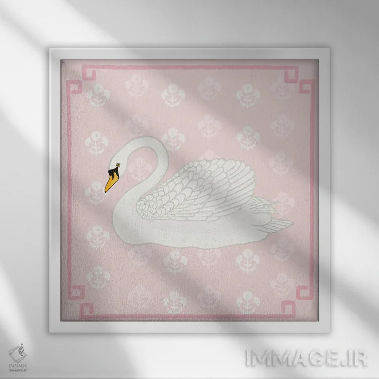 تابلو قوی چینی با گلهای مغولی(هندی) اثر گرین ارکید بوتیک (بوتیک هنری) - نمای قابدار سفید