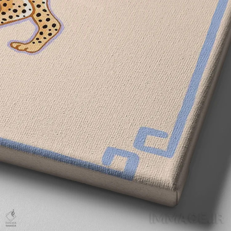 تابلو یوزپلنگ چینی با گل صدتومانی اثر گرین ارکید بوتیک (بوتیک هنری) - نمای نزدیک بافت بوم