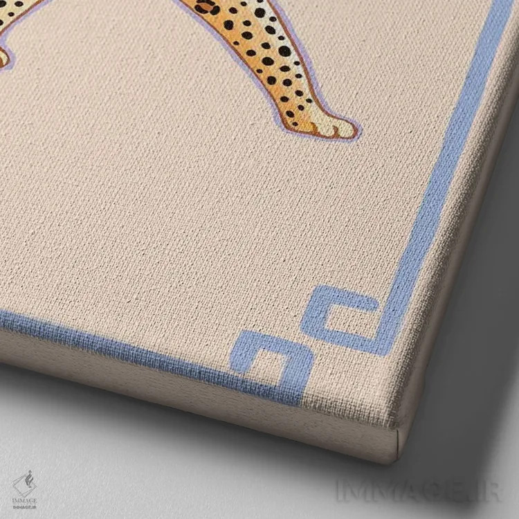 تابلو یوزپلنگ چینی با گل رز اثر گرین ارکید بوتیک (بوتیک هنری) - نمای نزدیک بافت بوم