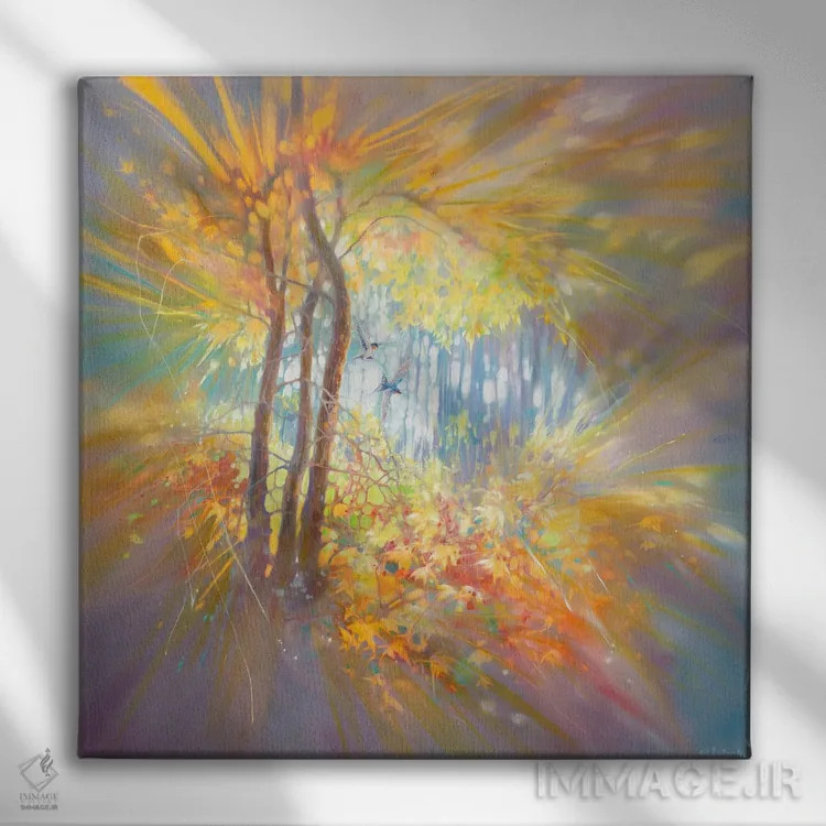 تابلو جایی در فضای باز پاییزی اثر گیل بوستامانته - نمای روبهرو روی دیوار